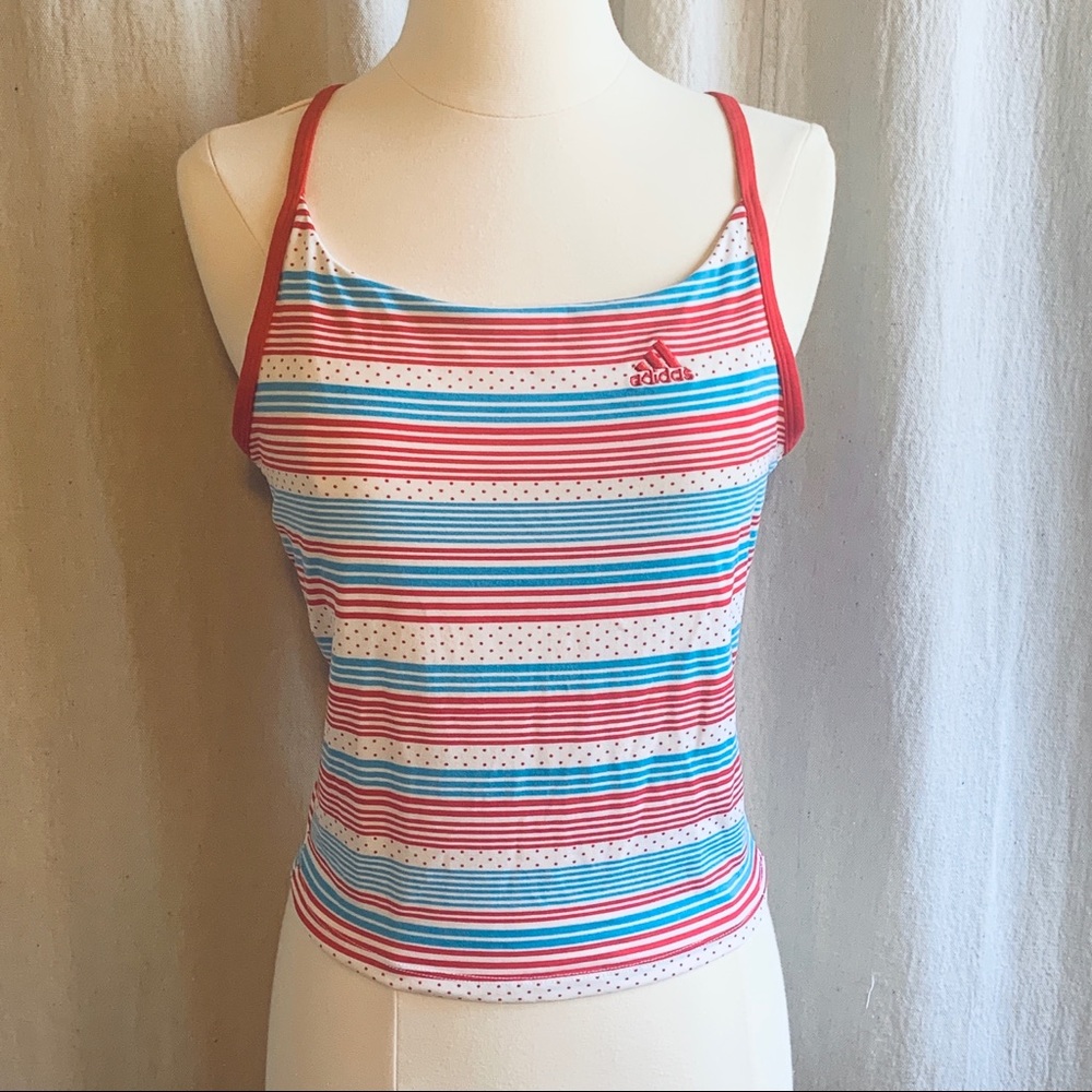 Adidas Athletic Top Built-In Bra, Red & Blue XL